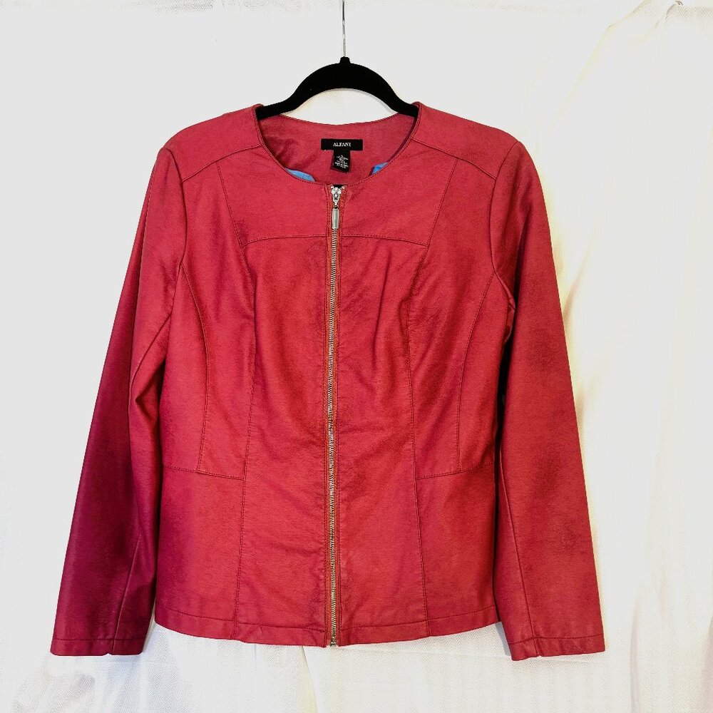 Alfani Women Size XL Coral Moto Style Mojo Faux Leather Jacket